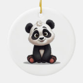 Sitting Panda Bear Cartoon Illustration Artwork Keramisch Ornament (Achterkant)