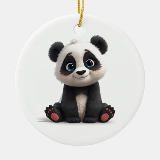 Sitting Panda Bear Cartoon Illustration Artwork Keramisch Ornament (Voorkant)
