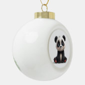 Sitting Panda Bear Cartoon Illustration Artwork Keramische Bal Ornament (Links)