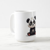 Sitting Panda Bear Cartoon Illustration Artwork Koffiemok (Voorkant links)