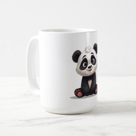 Sitting Panda Bear Cartoon Illustration Artwork Koffiemok (Voorkant links)