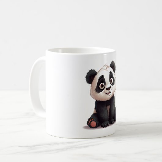 Sitting Panda Bear Cartoon Illustration Artwork Koffiemok (Voorkant links)