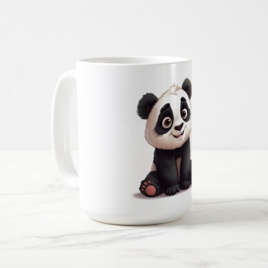 Sitting Panda Bear Cartoon Illustration Artwork Koffiemok (Voorkant links)