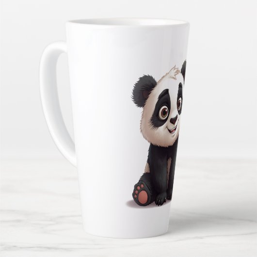 Sitting Panda Bear Cartoon Illustration Artwork Latte Mok (Linkerhoek)