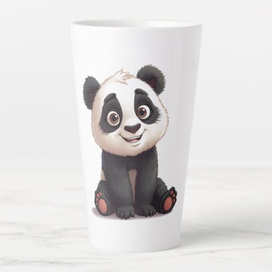 Sitting Panda Bear Cartoon Illustration Artwork Latte Mok (Voorkant)