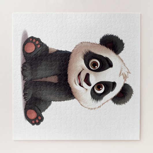 Sitting Panda Bear Cartoon Illustration Artwork Legpuzzel (Horizontaal)