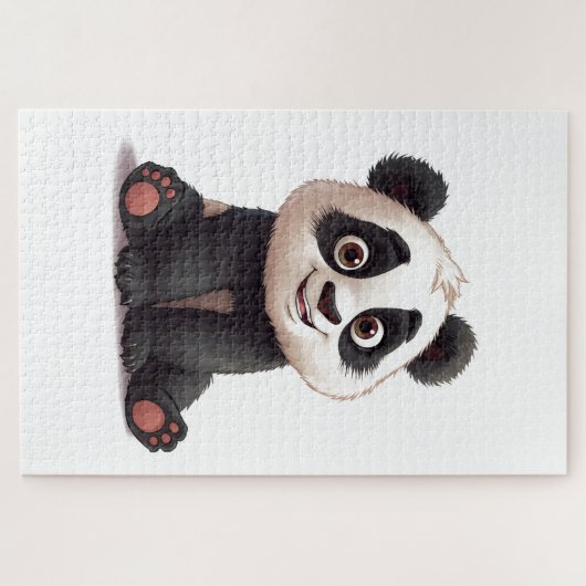 Sitting Panda Bear Cartoon Illustration Artwork Legpuzzel (Horizontaal)