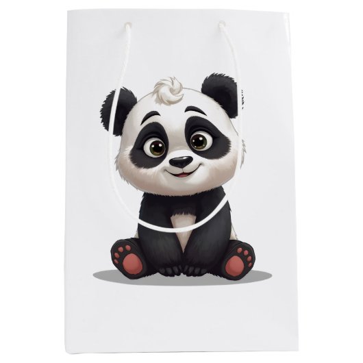 Sitting Panda Bear Cartoon Illustration Artwork Medium Cadeauzakje (Voorkant)