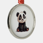 Sitting Panda Bear Cartoon Illustration Artwork Metalen Ornament (Rechts)