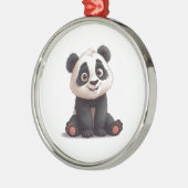 Sitting Panda Bear Cartoon Illustration Artwork Metalen Ornament (Links)