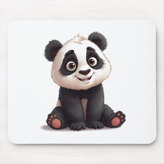 Sitting Panda Bear Cartoon Illustration Artwork Muismat (Voorkant)