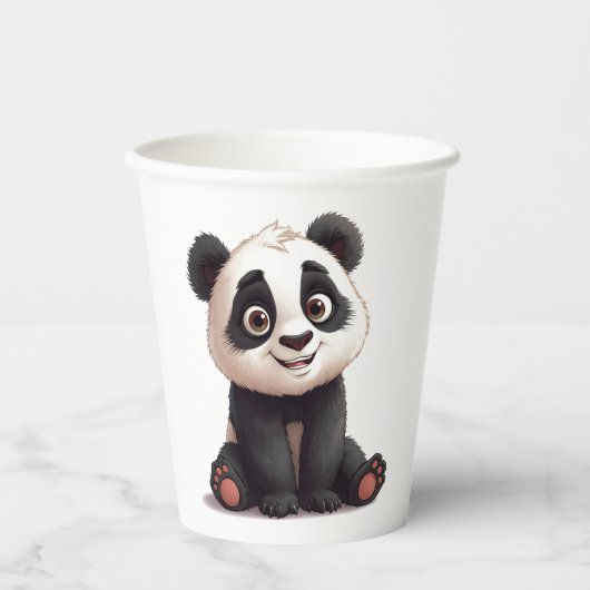 Sitting Panda Bear Cartoon Illustration Artwork Papieren Bekers (Voorkant)