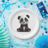 Sitting Panda Bear Cartoon Illustration Artwork Papieren Bordje (Feest)