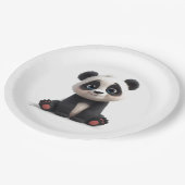 Sitting Panda Bear Cartoon Illustration Artwork Papieren Bordje (Gekanteld)
