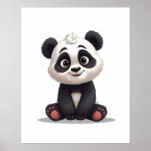 Sitting Panda Bear Cartoon Illustration Artwork Poster (Voorkant)