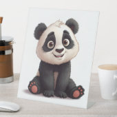 Sitting Panda Bear Cartoon Illustration Artwork Reclamebord Met Voetstuk (Insitu)