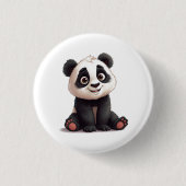 Sitting Panda Bear Cartoon Illustration Artwork Ronde Button 3,2 Cm (Voorkant)