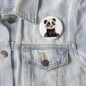 Sitting Panda Bear Cartoon Illustration Artwork Ronde Button 5,7 Cm (In situ)