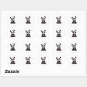 Sitting Panda Bear Cartoon Illustration Artwork Ronde Sticker (Vel)