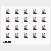 Sitting Panda Bear Cartoon Illustration Artwork Ronde Sticker (Vel)