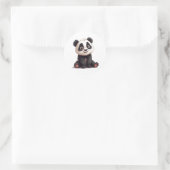 Sitting Panda Bear Cartoon Illustration Artwork Ronde Sticker (Tas)