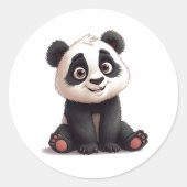 Sitting Panda Bear Cartoon Illustration Artwork Ronde Sticker (Voorkant)