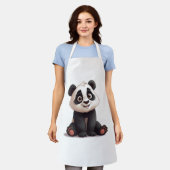 Sitting Panda Bear Cartoon Illustration Artwork Schort (Gedragen)