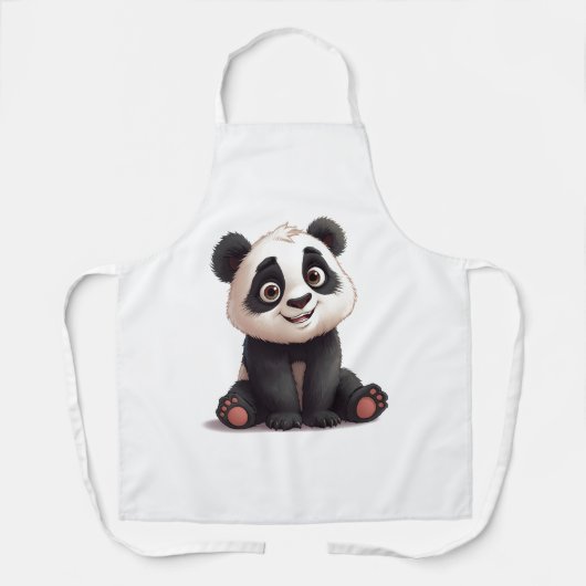 Sitting Panda Bear Cartoon Illustration Artwork Schort (Voorkant)