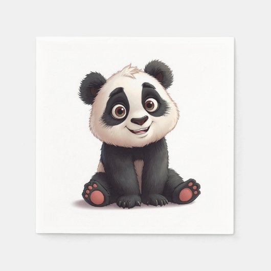 Sitting Panda Bear Cartoon Illustration Artwork Servet (Voorkant)