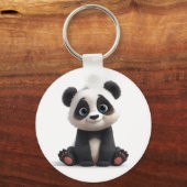 Sitting Panda Bear Cartoon Illustration Artwork Sleutelhanger (Achterkant)
