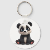Sitting Panda Bear Cartoon Illustration Artwork Sleutelhanger (Achterkant)
