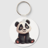 Sitting Panda Bear Cartoon Illustration Artwork Sleutelhanger (Achterkant)