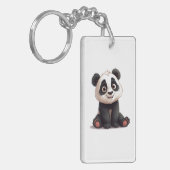 Sitting Panda Bear Cartoon Illustration Artwork Sleutelhanger (Voorkant Links)