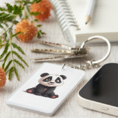 Sitting Panda Bear Cartoon Illustration Artwork Sleutelhanger (Voorkant Rechts)