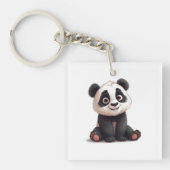 Sitting Panda Bear Cartoon Illustration Artwork Sleutelhanger (voorkant)