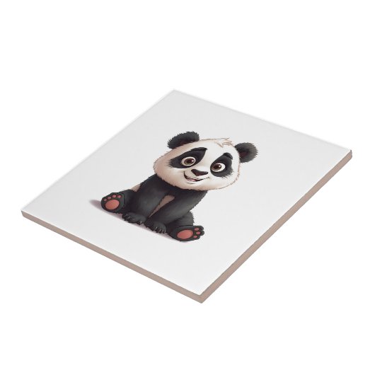 Sitting Panda Bear Cartoon Illustration Artwork Tegeltje (Zijkant)