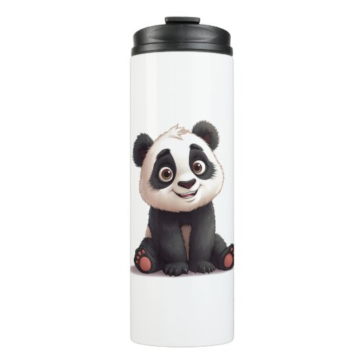 Sitting Panda Bear Cartoon Illustration Artwork Thermosbeker (Voorkant)