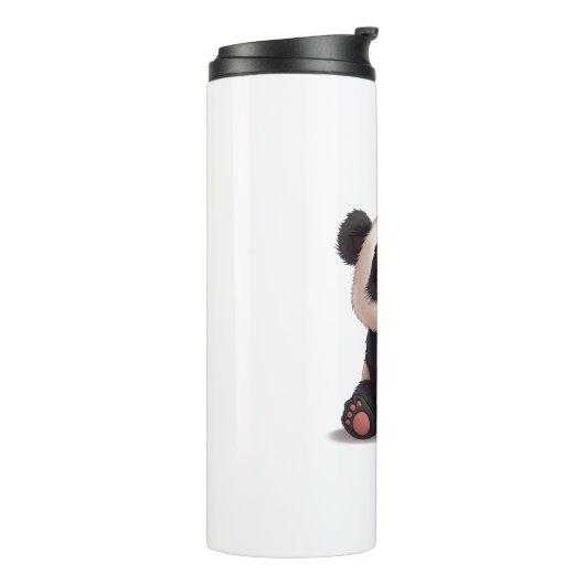 Sitting Panda Bear Cartoon Illustration Artwork Thermosbeker (Gedraaid links)