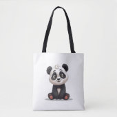 Sitting Panda Bear Cartoon Illustration Artwork Tote Bag (Voorkant)