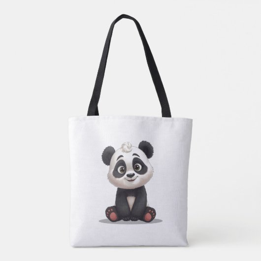 Sitting Panda Bear Cartoon Illustration Artwork Tote Bag (Achterkant)