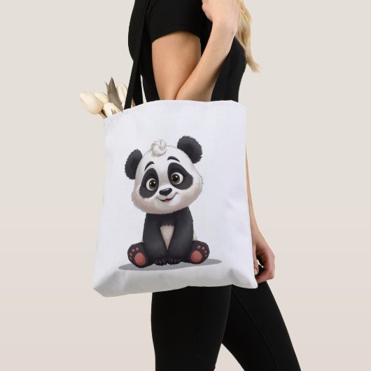 Sitting Panda Bear Cartoon Illustration Artwork Tote Bag (Dichtbij)