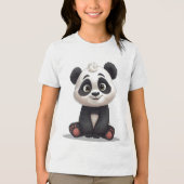 Sitting Panda Bear Cartoon Illustration Artwork Tri-Blend Shirt (Voorkant)