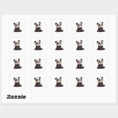 Sitting Panda Bear Cartoon Illustration Artwork Vierkante Sticker (Vel)