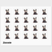 Sitting Panda Bear Cartoon Illustration Artwork Vierkante Sticker (Vel)