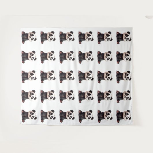 Sitting Panda Bear Cartoon Illustration Artwork Wandkleed (Voorkant (horizontaal))