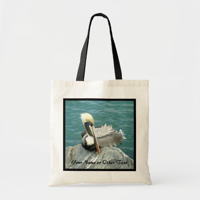 Sitting Pelican Personalized Tote Bag (Voorkant)