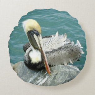 Sitting Pelican Rond Kussen