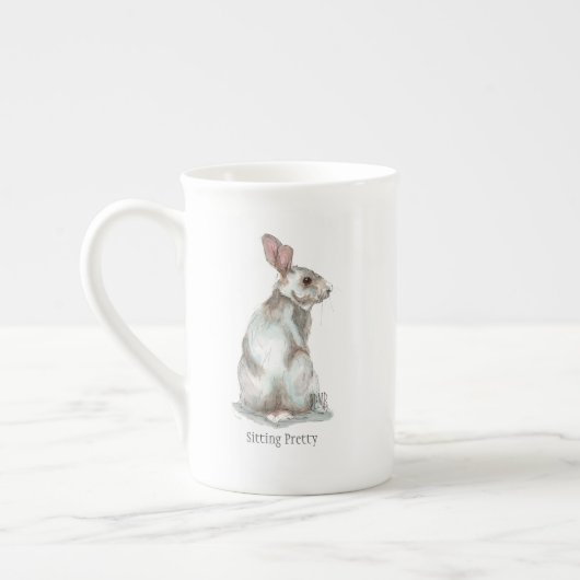 "Sitting  Rabbit China Tea Cup Porselein Kop (Links)
