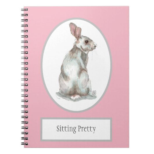 'Sitting ' Rabbit Spiral notebook Notitieboek (Voorkant)