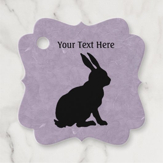 Sitting Rabbit Tall Ears Black Silhouette Paars Bedankjes Labels (Voorkant)